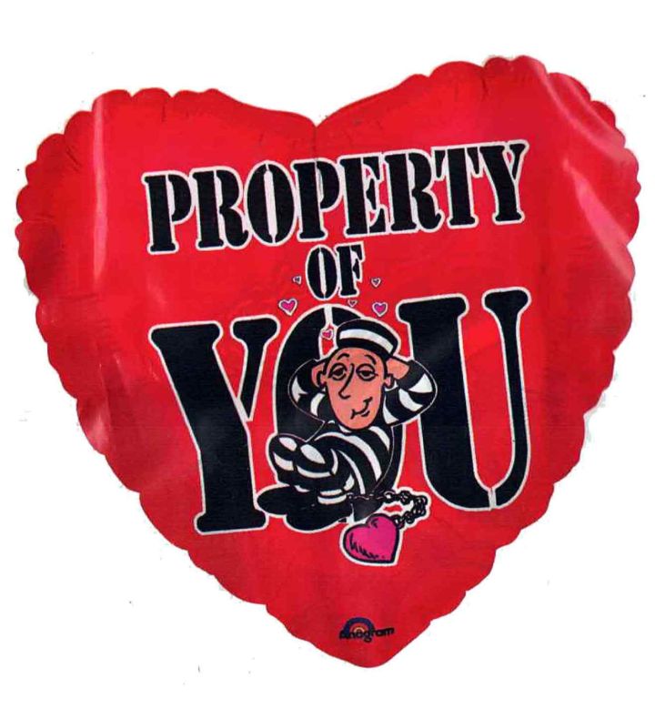 18" Property of you Valentine Foil Heart Balloon