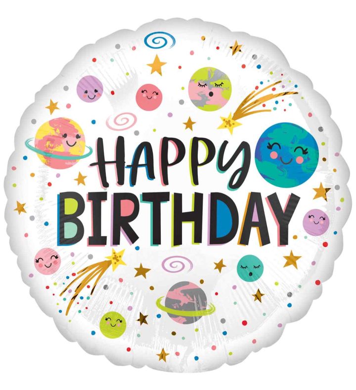 18" Smiling Galaxy Happy Birthday Foil Balloon