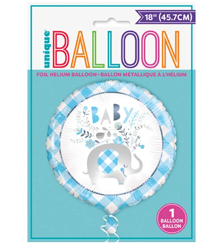 18" Unique Party Blue Floral Elephant Foil Balloon