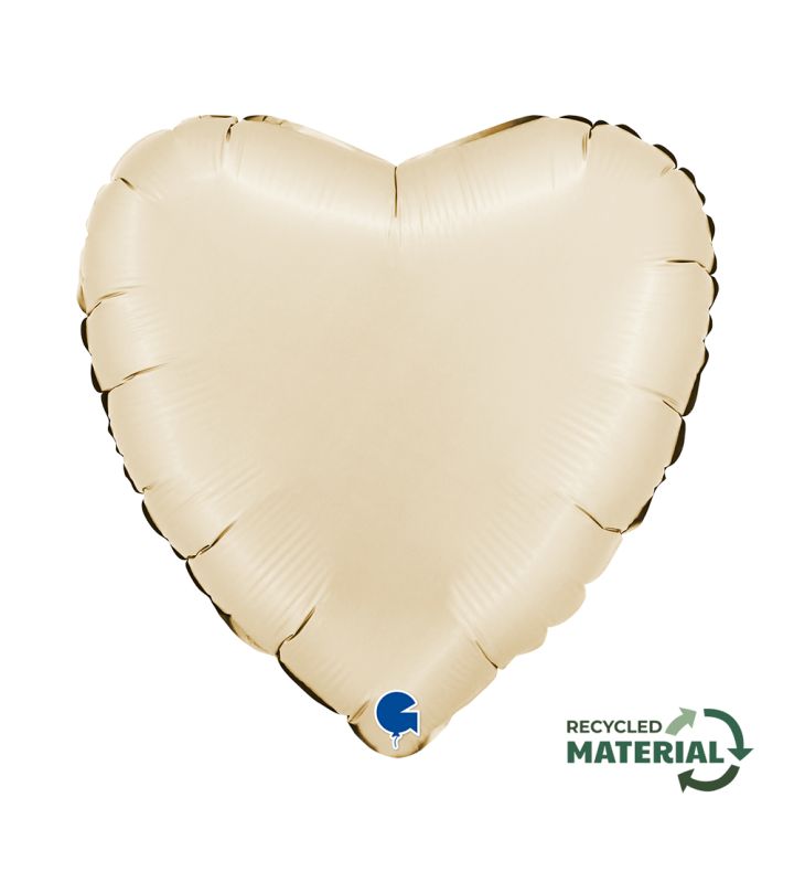 18" Grabo Heart Satin Cream Foil Balloon Packaged