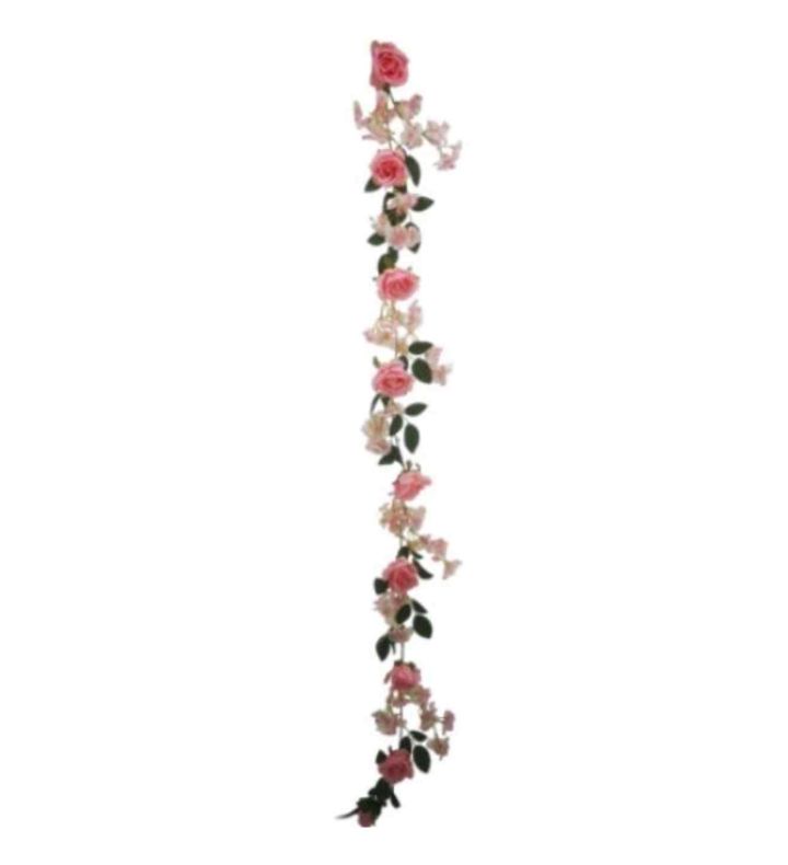 182cm Rose and Hydrangea Garland Pink
