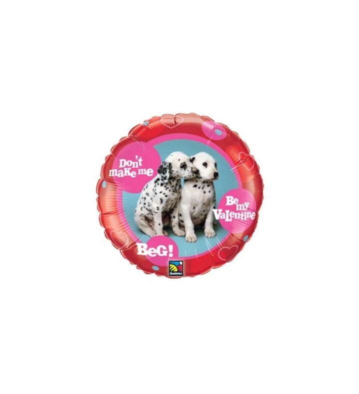 18" Be my Valentine Dalmation Puppy Foil Balloon