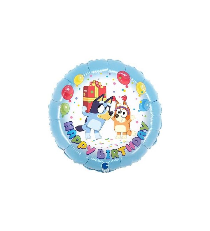 18" Bluey Happy Birthday Round Foil Balloon
