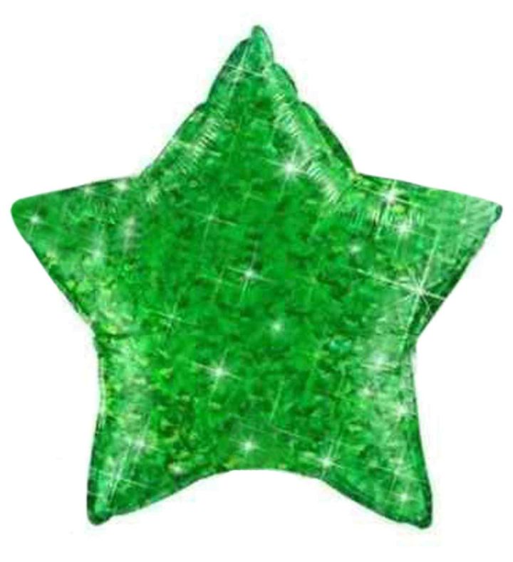 18" CTI green holographic star foil balloon
