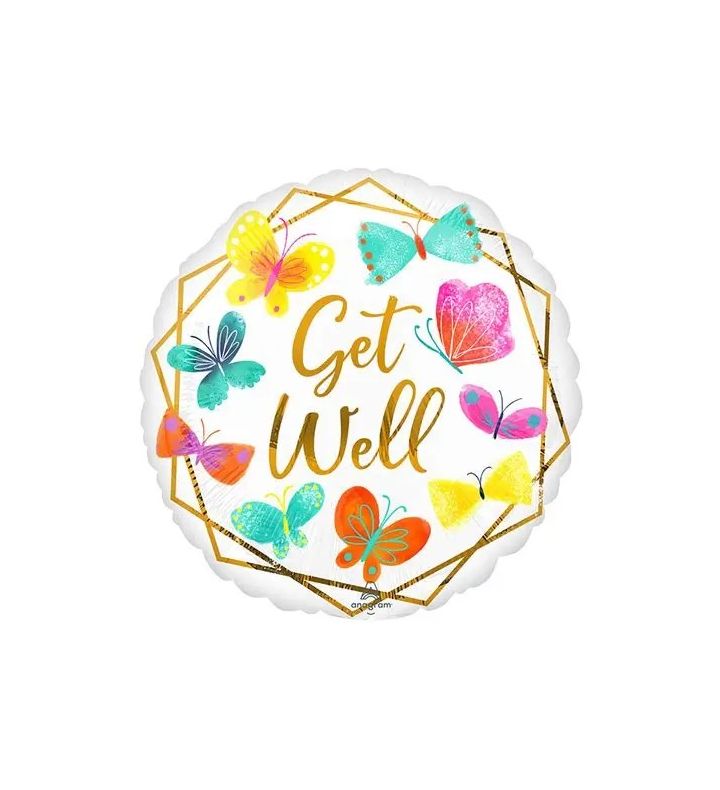 18" Get Well Butterfly Anagram Foil Balloon