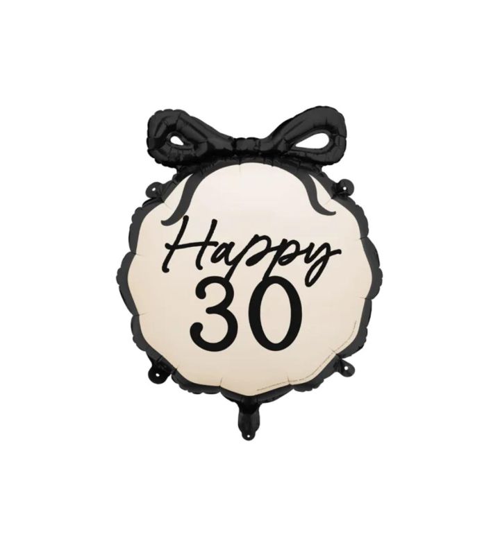 18" Happy 30 Black Bow Foil Balloon Party Deco