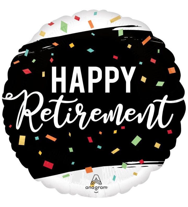 17" Happy Retirement Confetti Anagram Round Foil Balloon