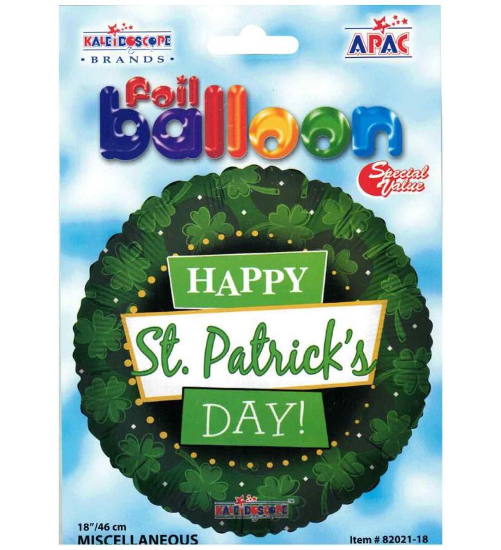 18" Happy St Patricks Day Kaleidoscope Foil Balloon