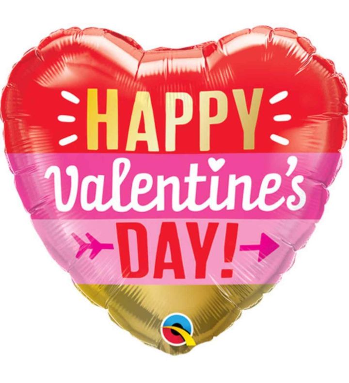 18" Happy Valentine's Day Stripe Heart Foil Balloon