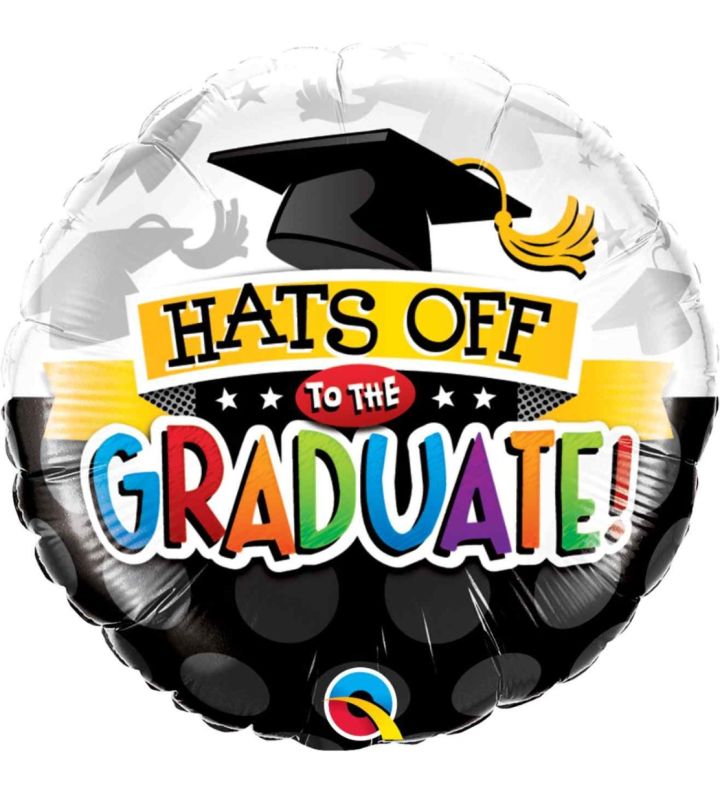 18" Hats Off To The Graduate Round Foil Balloon