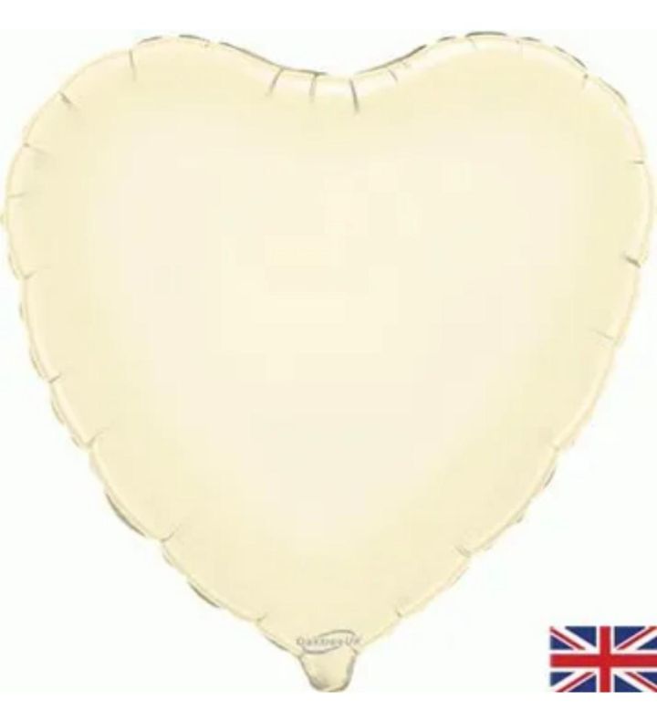 18" Oaktree Ivory Heart Upackaged Foil Balloon