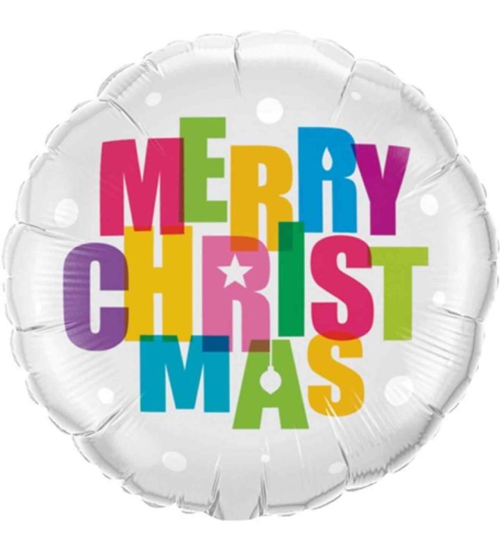18" Merry Christmas Message Round Foil Balloon