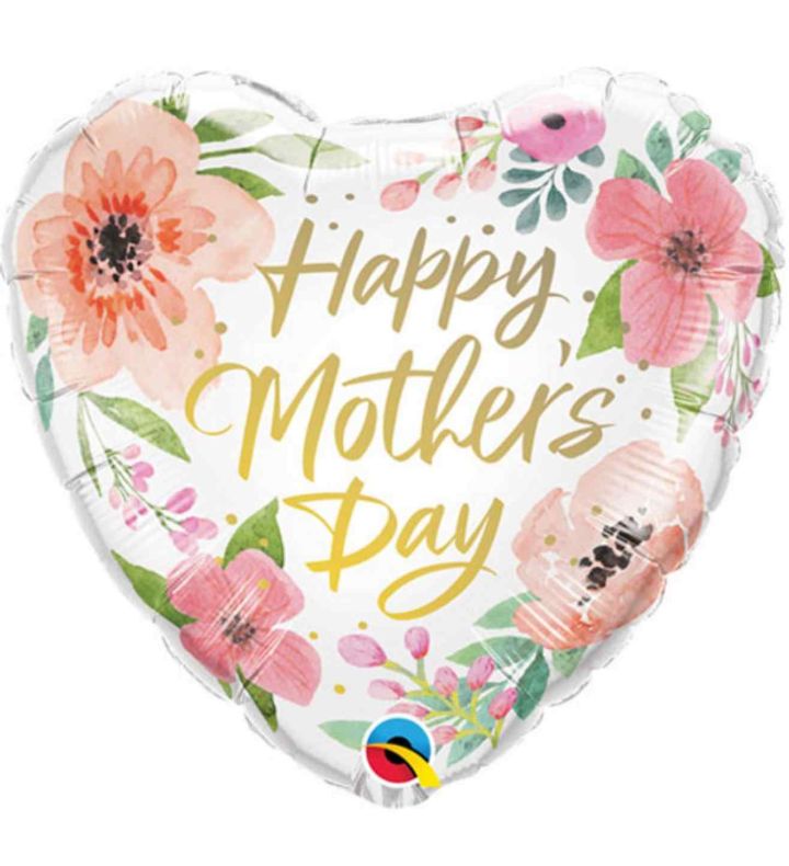 18" Mother's Day Pink & Floral Satin Heart Foil Balloon