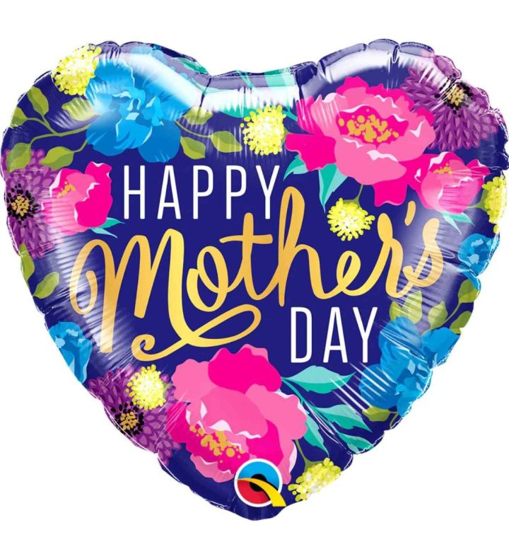 18" Mother's Day Colour Peonies Heart Foil Balloon