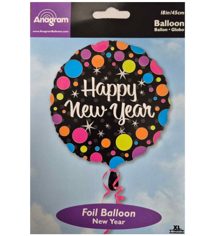 18"  Happy New Year Satin Luxe Star Foil Balloon