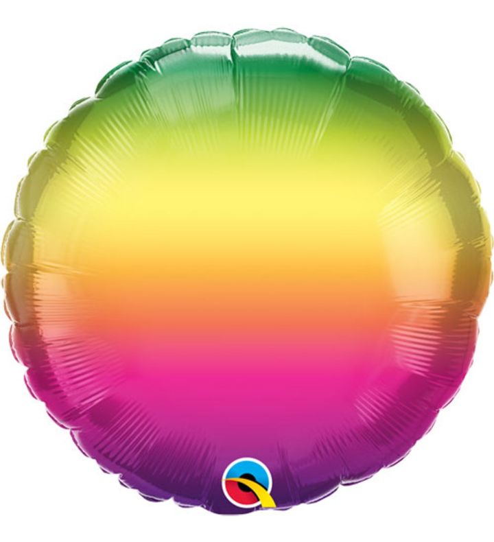 18" Qualatex Rainbow Ombre Round Foil Balloon