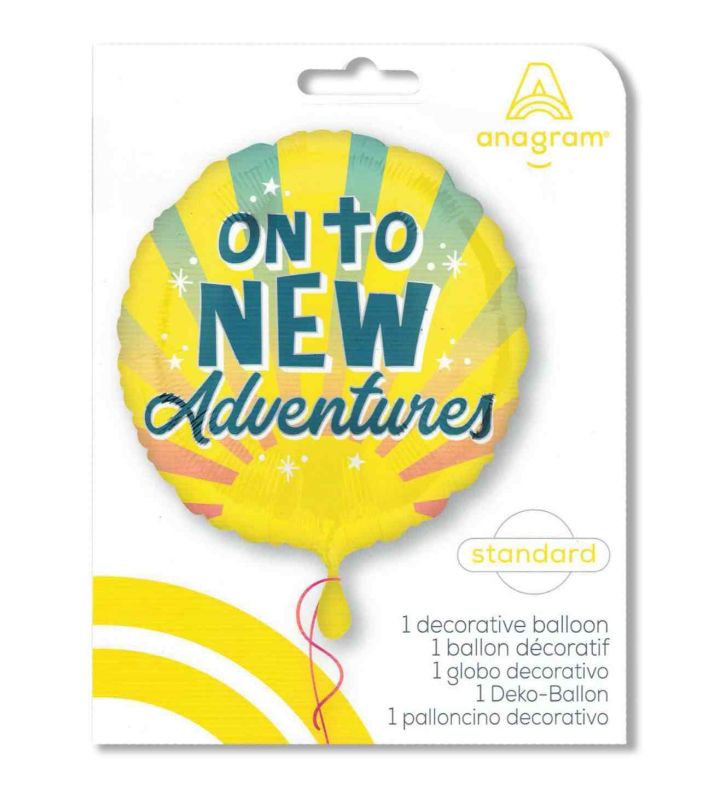 18" On To New Adventures Anagram Foil Balloon