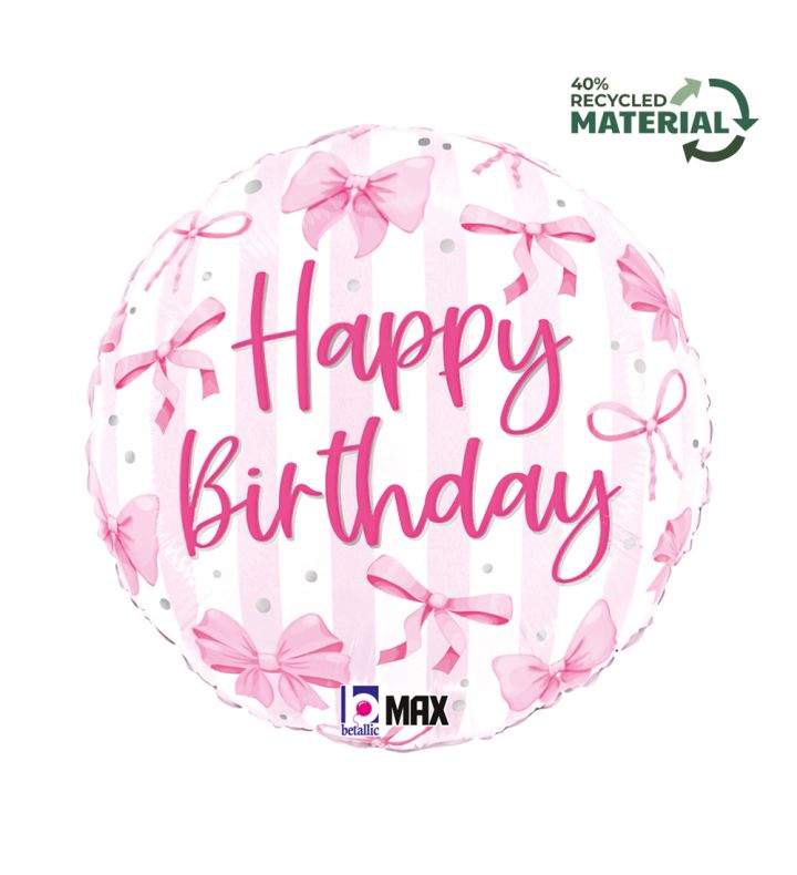 18" Pretty Pink Bow Birthday Foil Balloon
