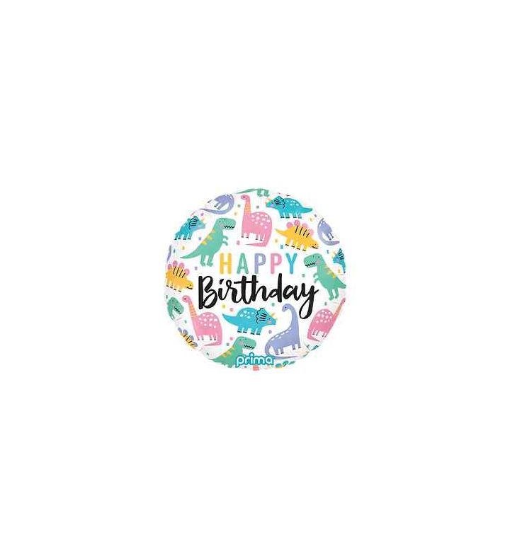 18" Round Birthday Dinosaur Foil Balloon