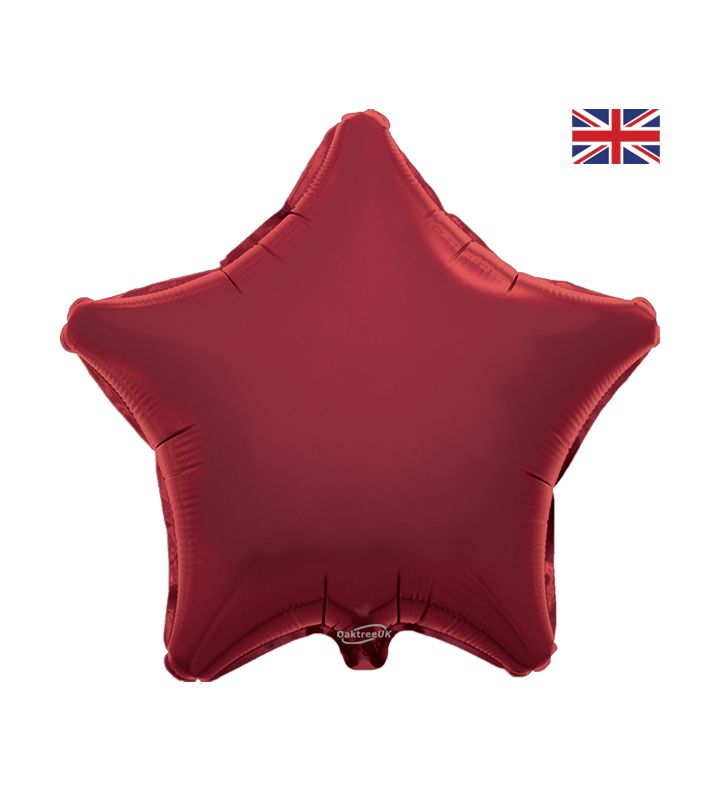 19" Oaktree Burgundy Star Foil Balloon - unpackaged