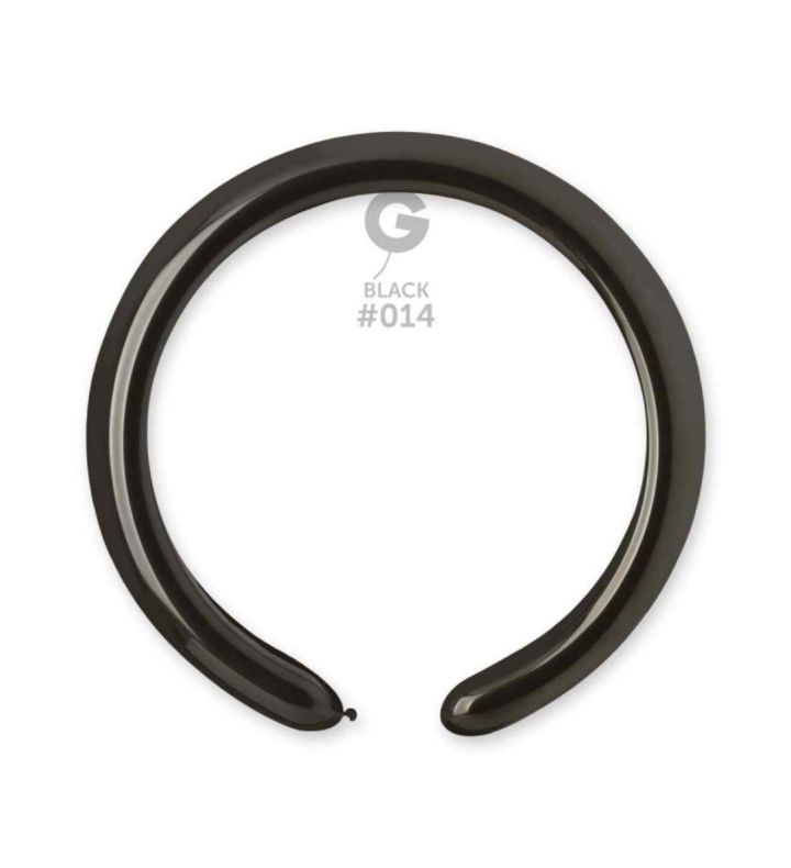 2" Gemar Black 014 Modelling Latex Balloons 100ct