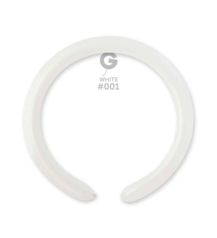 2" Gemar White 001 Modelling Latex Balloons 100ct