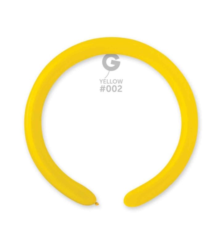 2" Gemar Yellow 002 Modelling Latex Balloons 100ct