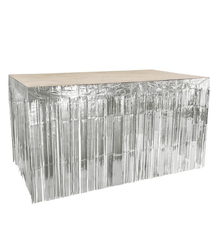Table skirt Metallic Silver 300 x 74 cm