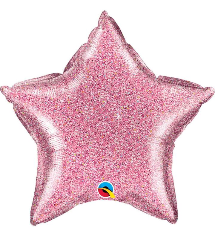 20" Holographic Pink Star Foil Balloon
