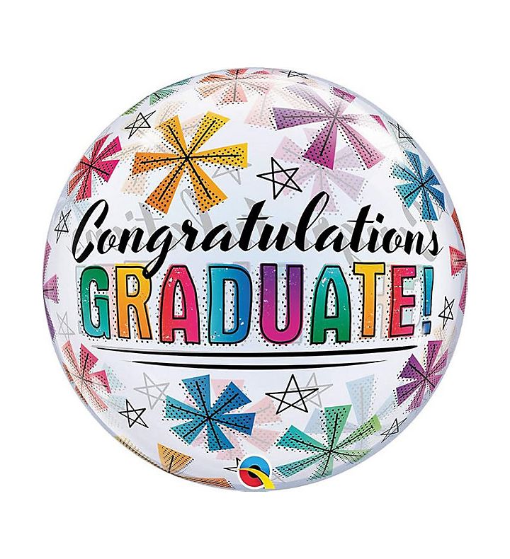 22" Congratulations Graduate! Mixed Stars Bubble Balloon