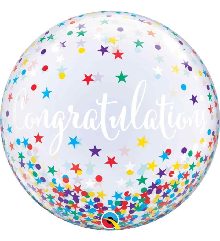 22" Deco Bubble Balloon Congratulations Confetti Stars 1ct