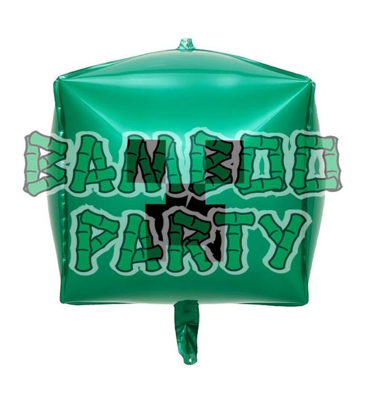 22" Pixel Face Green Cube Gaming Foil Balloon