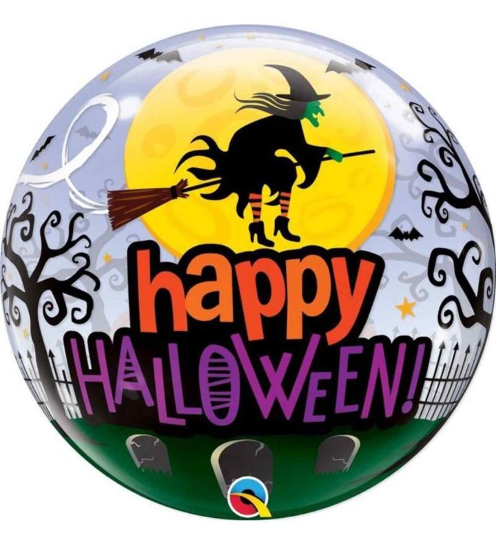 22" Deco Bubble Balloon Happy Halloween Witches Graveyard 1ct