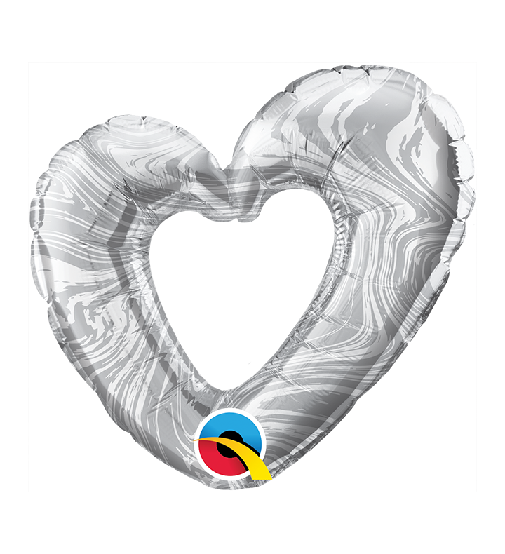 Mini Qualatex Marble Silver Heart  Foil Balloon 
