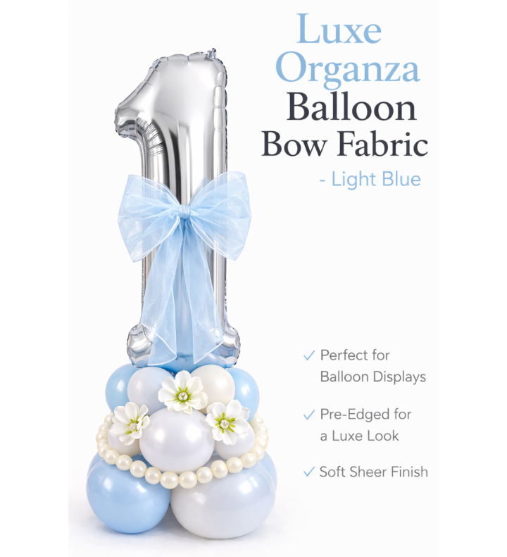 Organza Balloon Bow Fabric Light blue