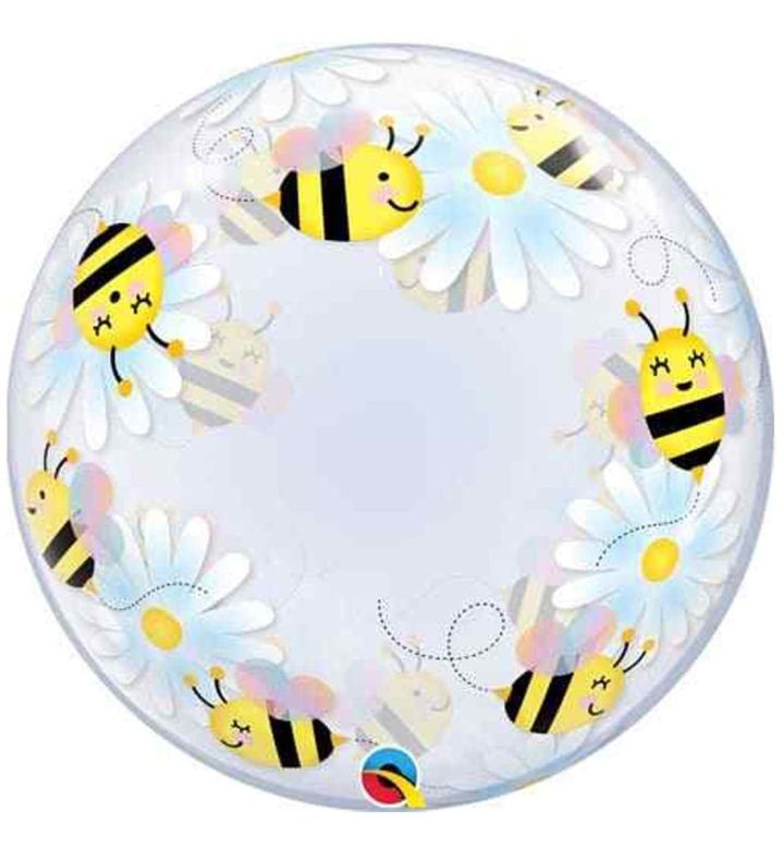 24" Deco Bubble Balloon Bees and Flowers 1ct