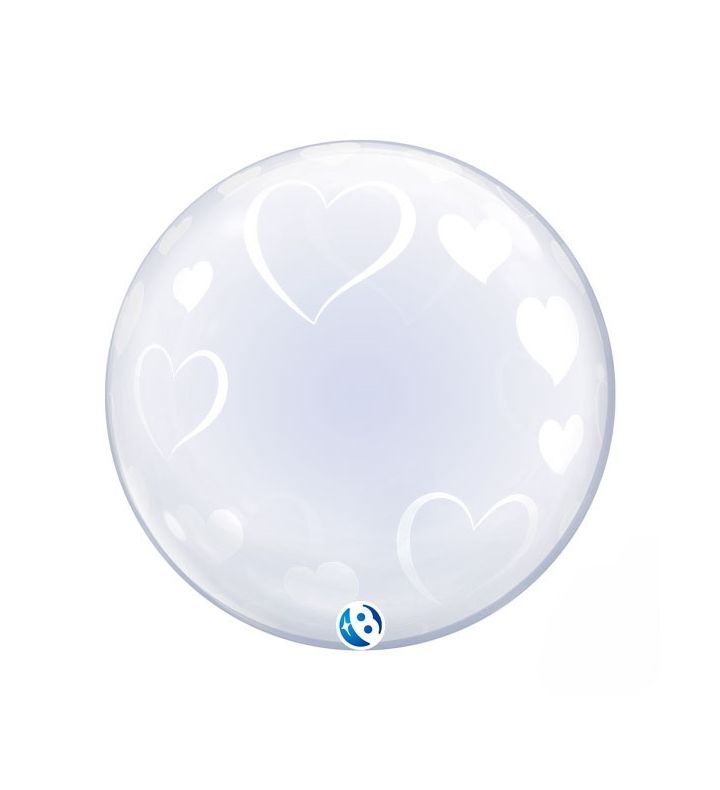 24" Deco Bubble Balloon Hearts Around Clear 1ct