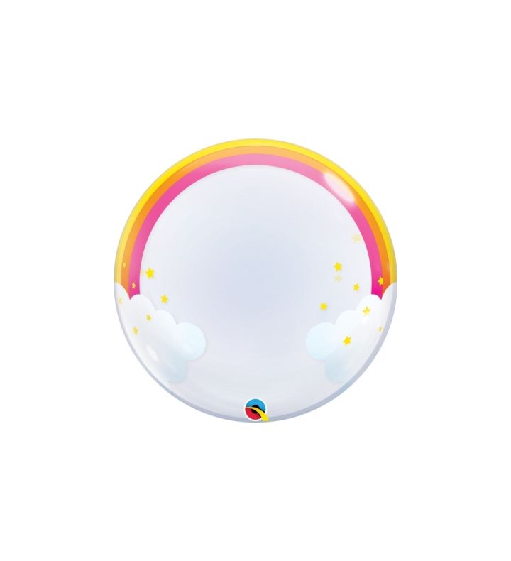 24" Deco Bubble Balloon Rainbow and Clouds 1ct