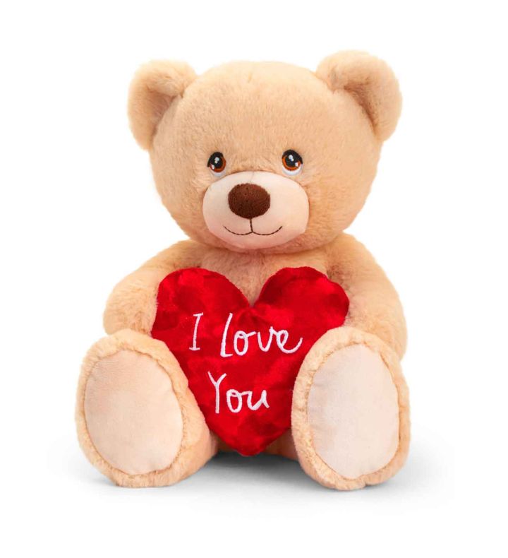 25cm Keeleco Honey Waffle Bear W/Heart