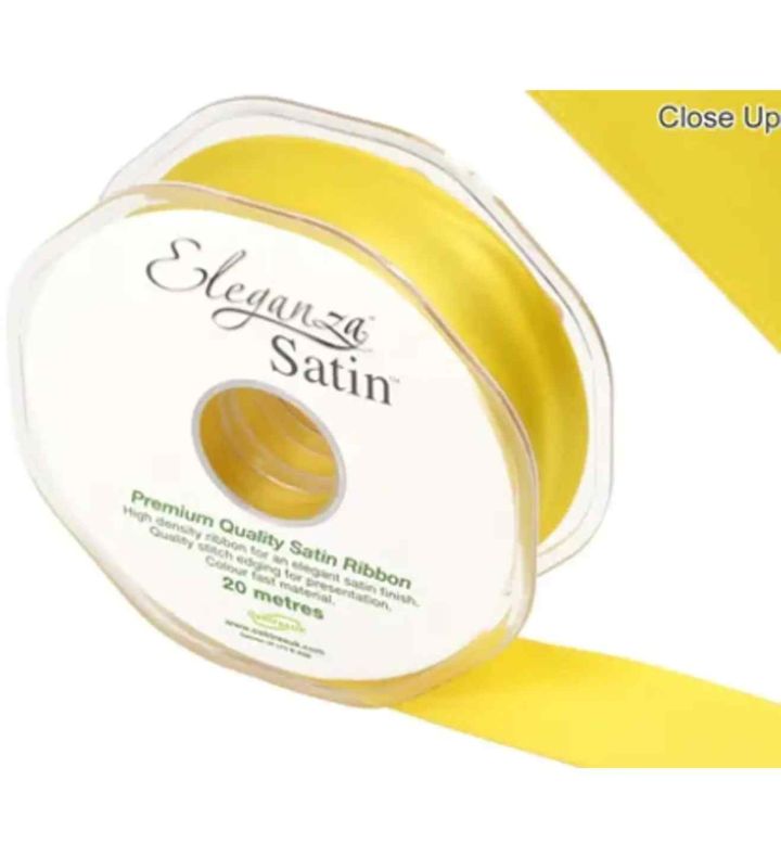 Eleganza Double Faced Satin 25mm x 20m Yellow