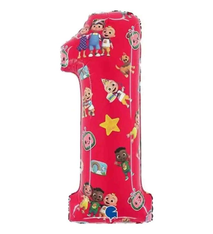 26" Red Number 1 CoComelon Grabo Foil Balloon