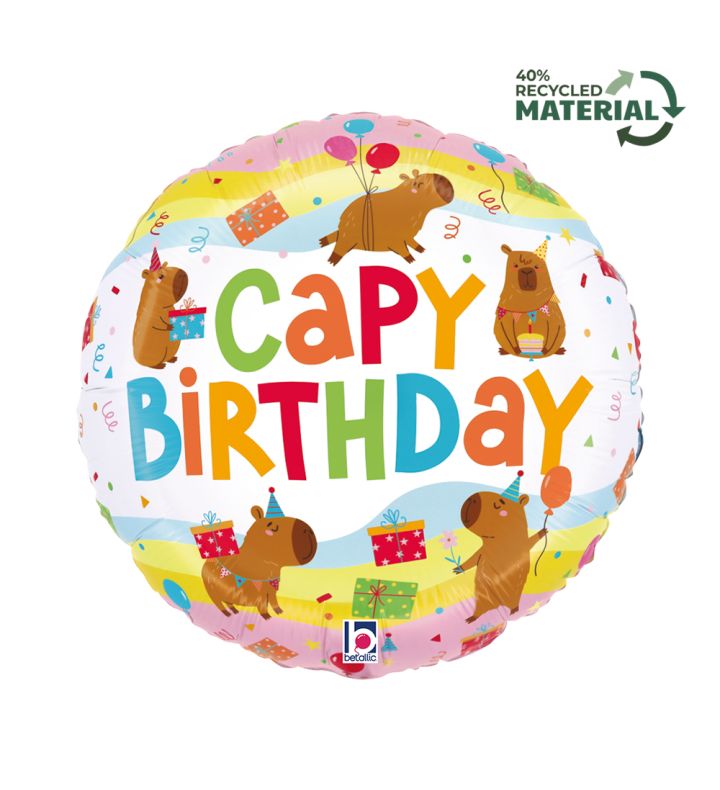 18" Capy Birthday Round Foil Balloon
