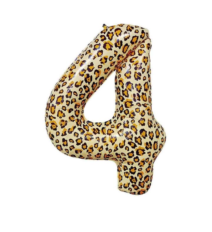 26" Leopard Number 4 Bamboo Party Foil Balloon