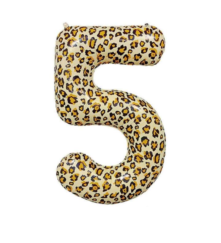 26" Leopard Number 5 Bamboo Party Foil Balloon