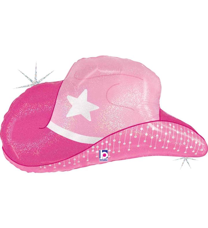26" Pink Cowgirl Hat Foil Balloon