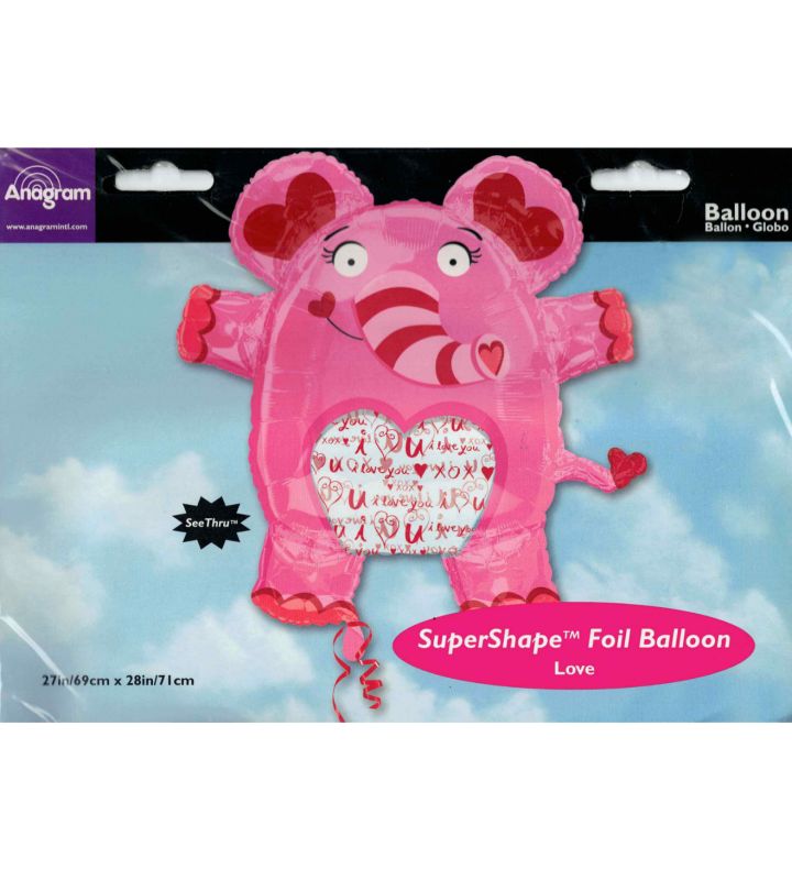 27" I Love You Elephant Foil Balloon