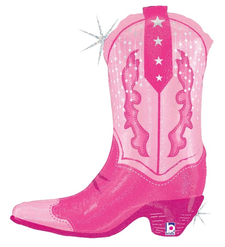 29" Pink Cowgirl Boot Foil Balloon