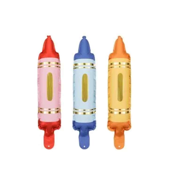 30cm Party Deco Crayon Garland Set Red, Blue, Orange Foil Balloons