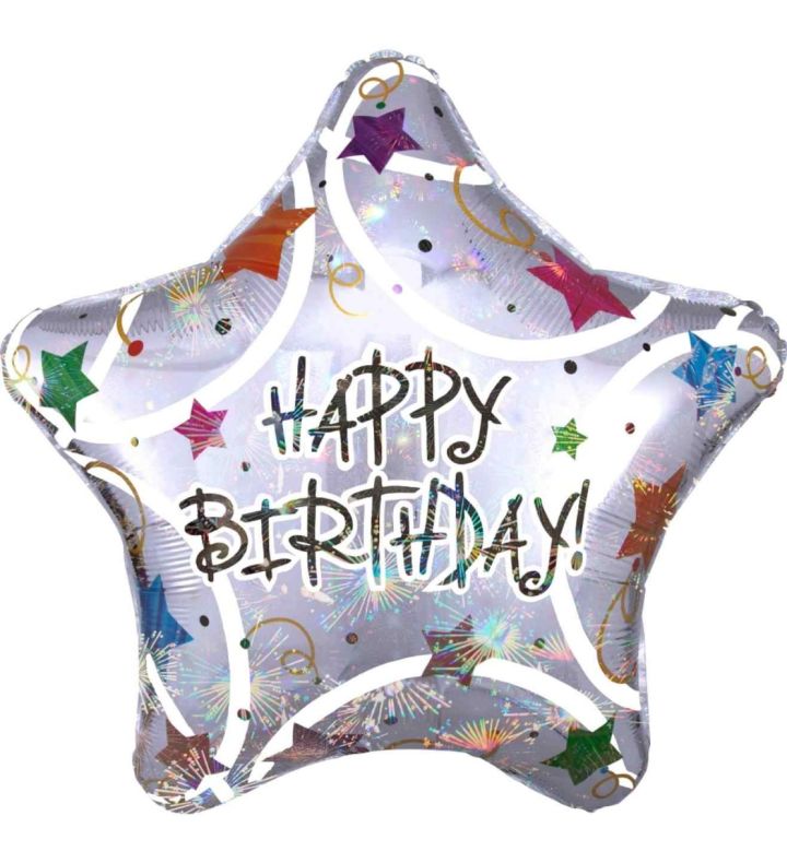32" Anagram Happy Birthday Star SuperShape Foil Balloon