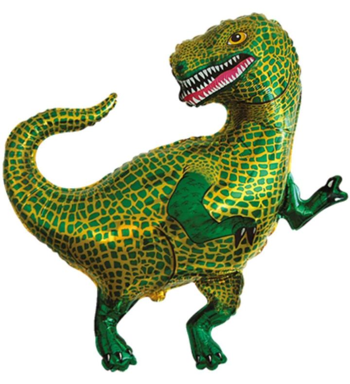 33" Tyrannosaurus Rex Dinosaur Metallic Green Foil Balloon
